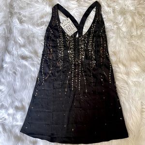 Free People Black Sequin Beaded Short Dress XS
